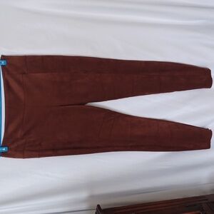 Sundance Sz 10 Luxe Dreams Faux Suede Leggings Pants Ankle-Zip Stretch Brown